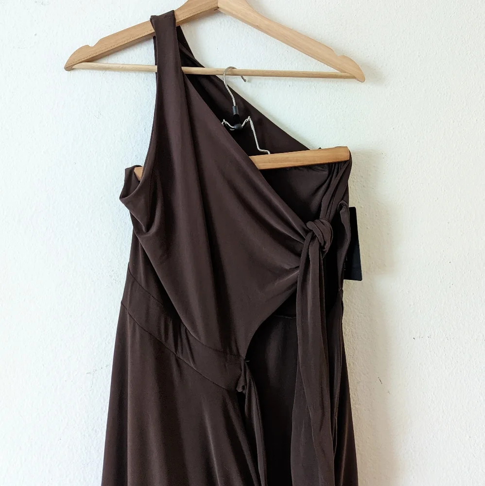 NWT PrettyLittleThing One Shoulder Tie Midi Dress - Picture 4 of 9